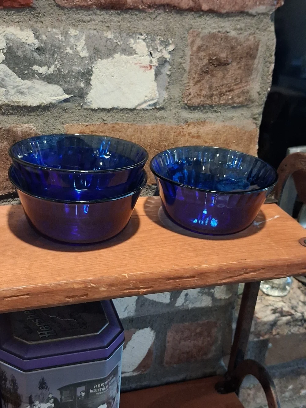 Cobalt Blue Glass Bowls - Set of 3